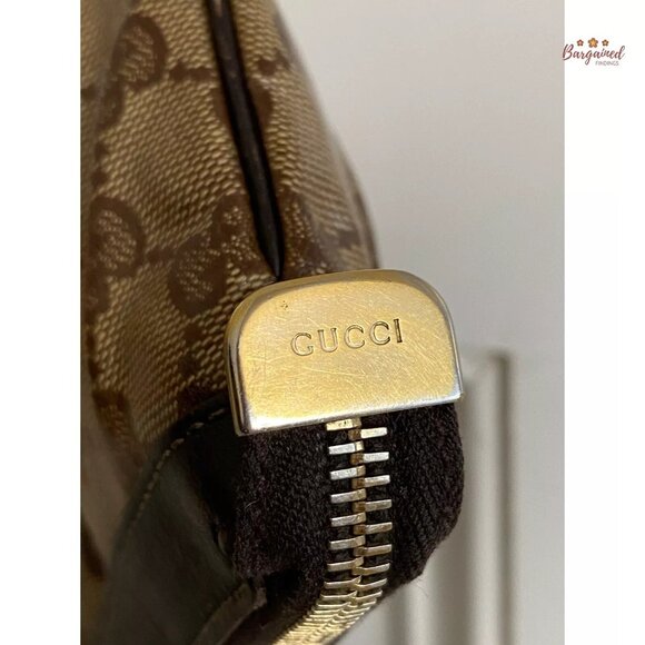 Authentic GUCCI Brown GG Crystal Coated Canvas Wristlet Pochette Bag - 212203 - Picture 4 of 12